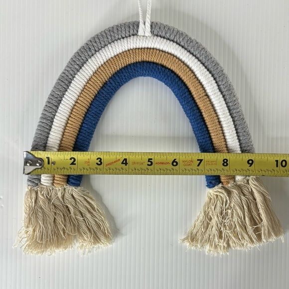 Woven Boho Rainbow Macrame Tapestry Wall Hanging Nursery Room Decor Set Of 2 - Picture 5 of 6